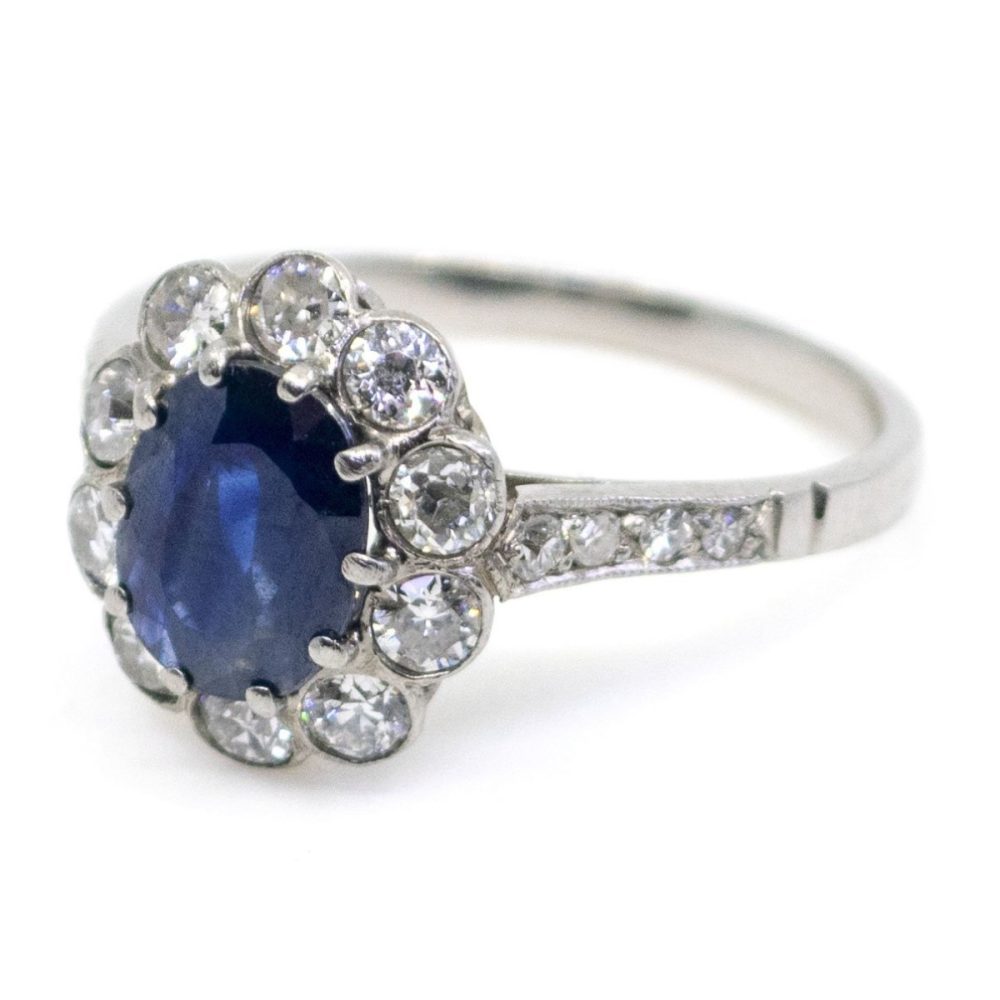 Vintage Sapphire and Diamond Cluster Ring
