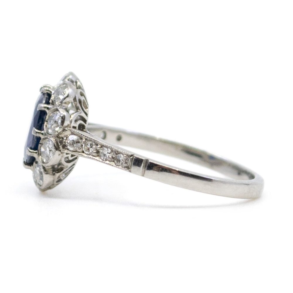 Vintage Sapphire and Diamond Cluster Ring