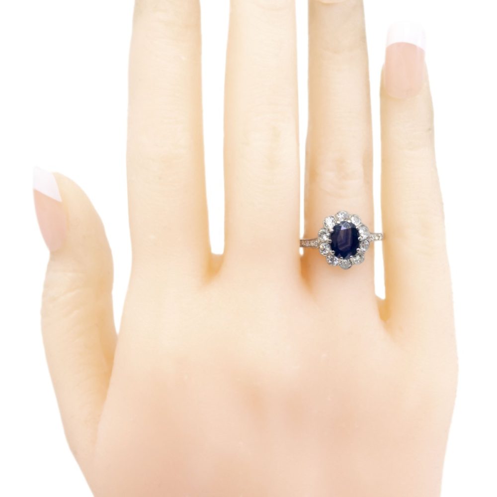Vintage Sapphire and Diamond Cluster Ring