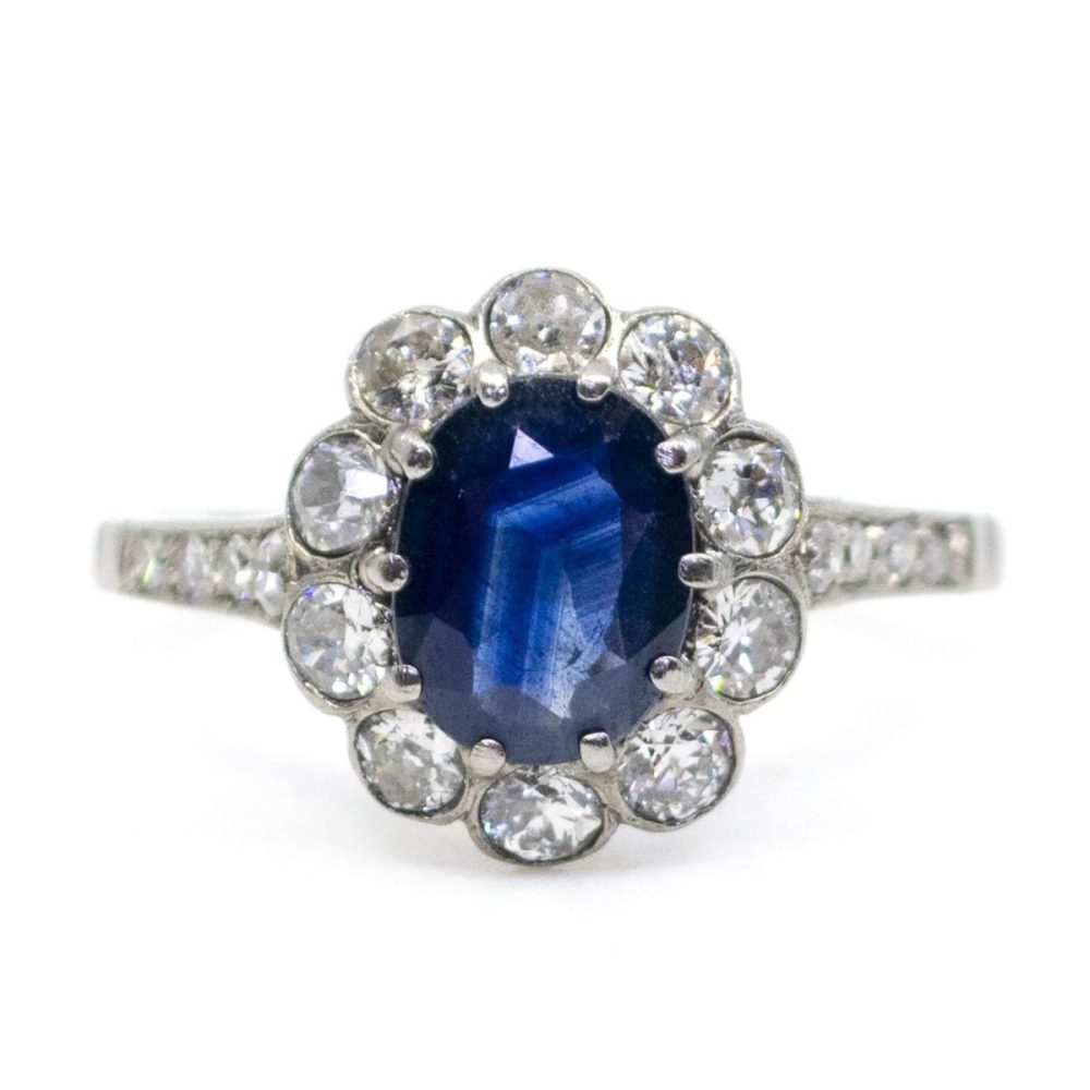 Vintage Sapphire and Diamond Cluster Ring