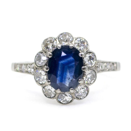 Vintage Sapphire and Diamond Cluster Ring