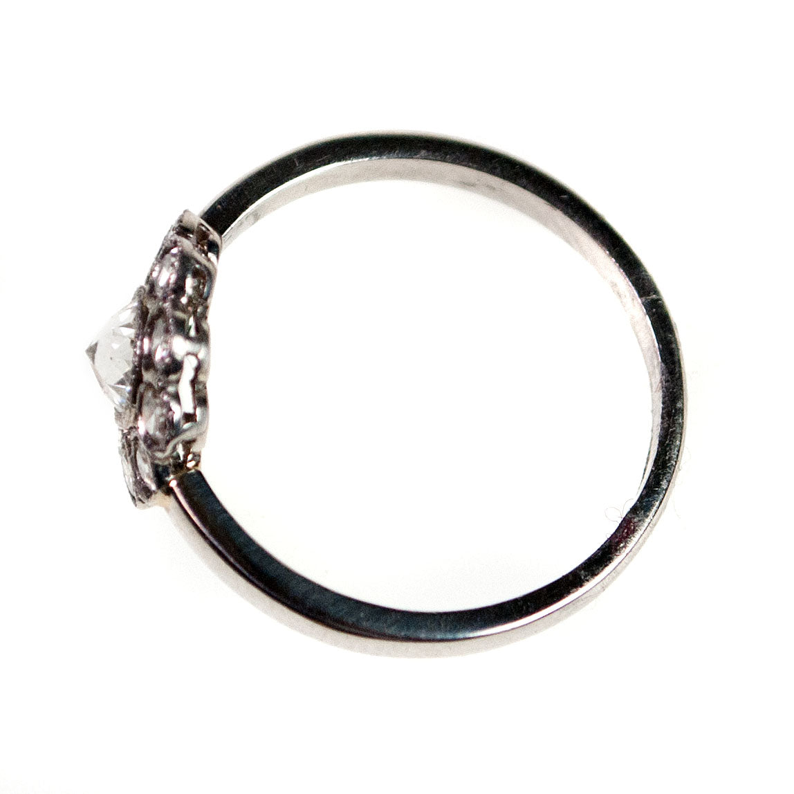 Art Deco Platinum Rose-Cut Diamond Cluster Ring, 0.90 Carat