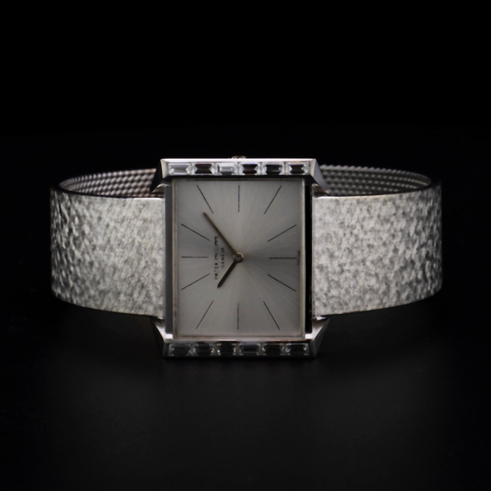 Patek Philippe 18ct White Gold Watch with Baguette Diamond Bezel