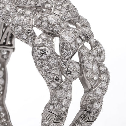 Art Deco Platinum and 30ct Old Cut Diamond Bangle Bracelet