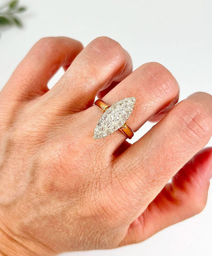 Victorian 18 Carat Yellow Gold Diamond Marquise/Navette Ring, Circa 1880