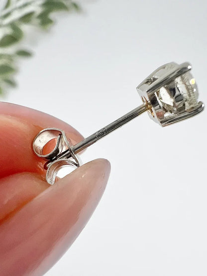 Vintage 1.02ct Diamond Solitaire Stud Earrings