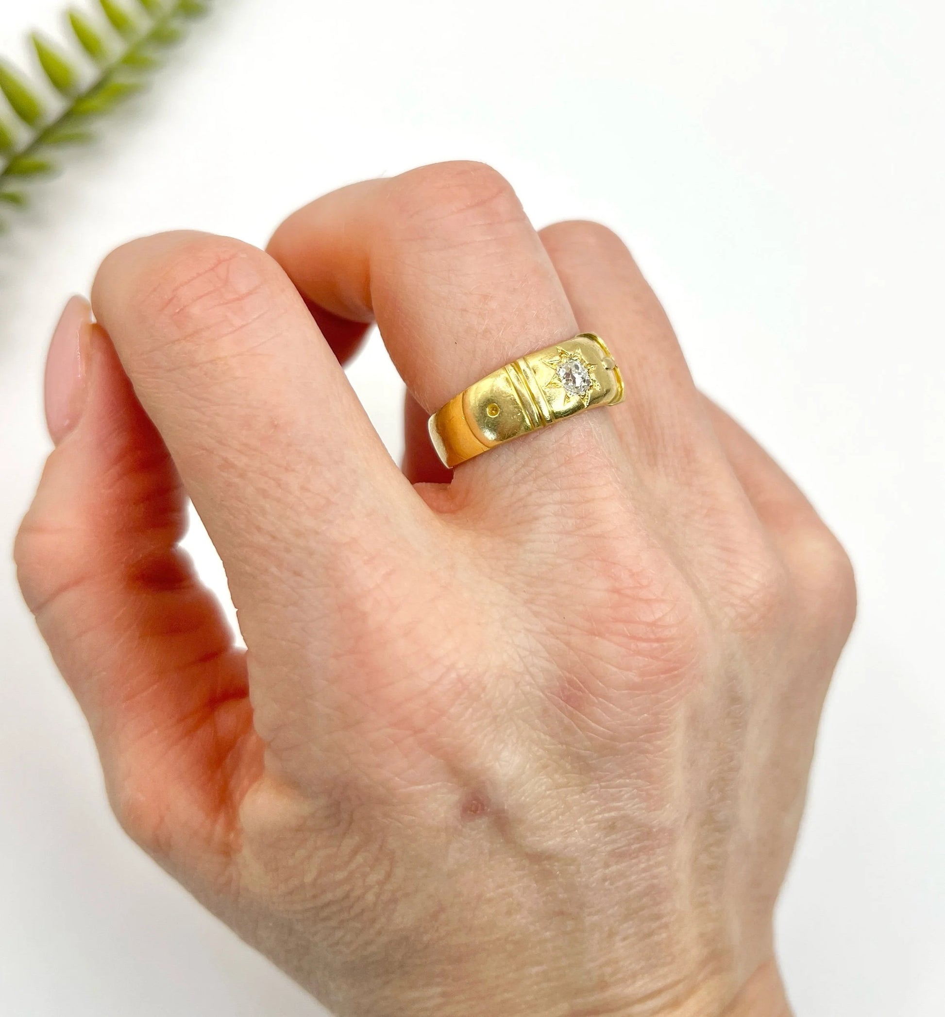 Antique 18 Carat Yellow Gold Edwardian Star Set Diamond Buckle/Belt Ring