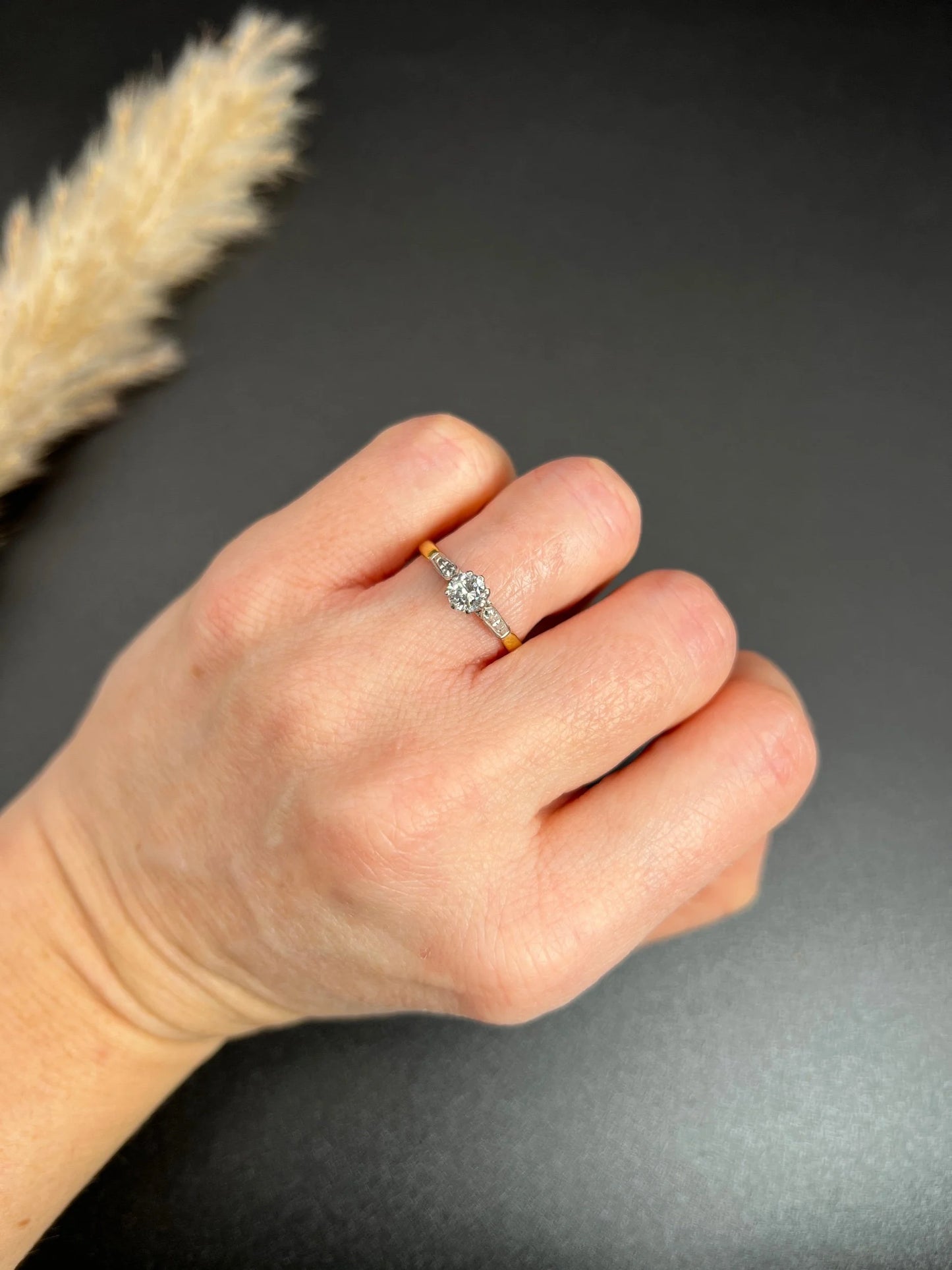 Antique 18 Carat Gold and Platinum Single Stone Diamond Engagement Ring, Circa 1920