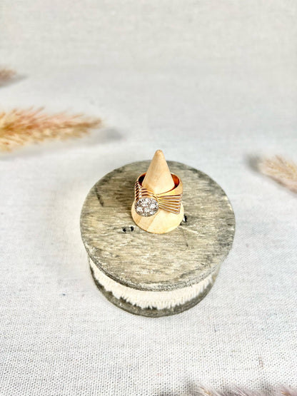 Vintage 18 Carat Rose Gold Diamond Bombé and Fan Cocktail Ring, Circa 1940