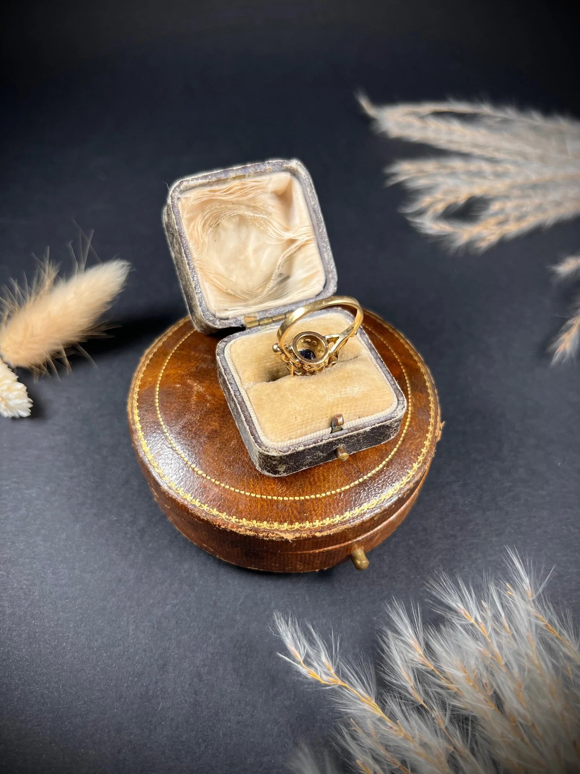 Antique 18 ct Gold Victorian Sapphire And Diamond Cluster Engagement Ring