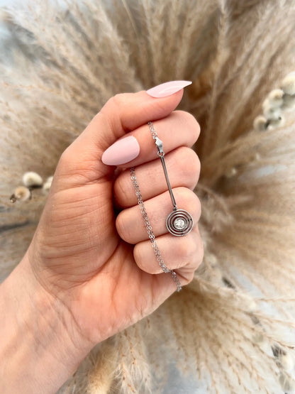 Antique 18 ct White Gold And Platinum Art Deco Diamond Target Pendant Necklace