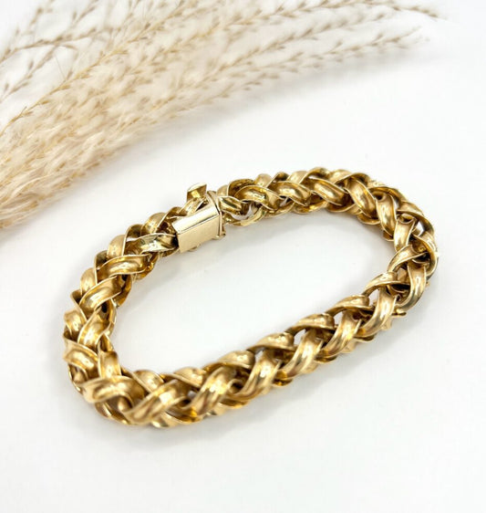 1940s Vintage Fancy Woven Spiral Twist Link 18ct Yellow Gold Bracelet