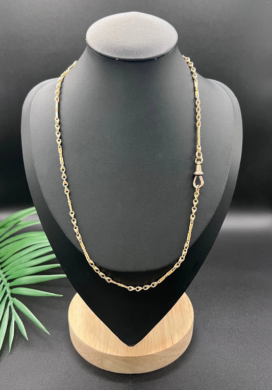 Antique 9 Carat Gold Fancy Figure of Eight and Knot Link Chain Necklace