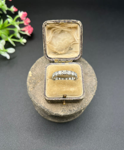 Vintage Platinum Diamond Full Eternity Band Ring, 2.70 Carats, Circa 1940