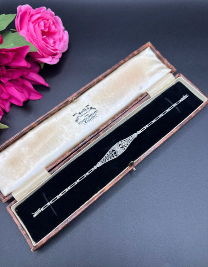 Antique Platinum, Original Art Deco Onyx & Diamond Bracelet