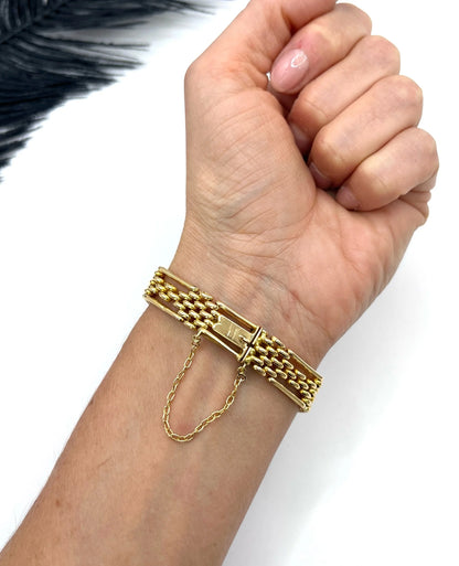 Antique Edwardian Gate Link Bracelet in 15ct Yellow Gold