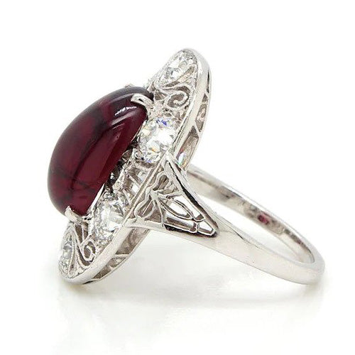 Antique Edwardian Garnet and Diamond Cluster Ring