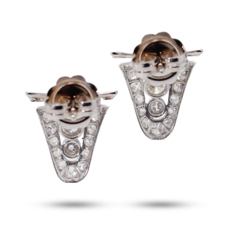 Art Deco 2.26ct Old European Cut Diamond Earrings