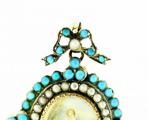 Victorian French Turquoise and Pearl Brooch, 18ct Gold, Circa 1890