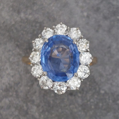 4ct Sapphire and Diamond Cluster Ring