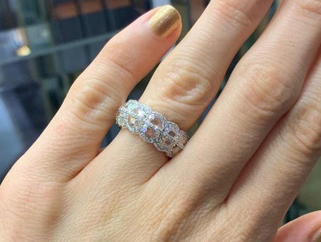 Half-Moon Cut Diamond Full Eternity Ring, 5.75 carats, 18ct White Gold