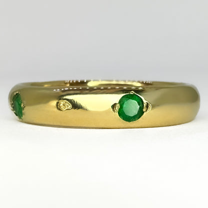Vintage Cartier Emerald Set Gold Band Ring, 1992