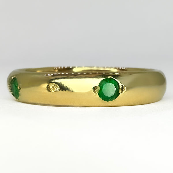 Vintage Cartier Emerald Set Gold Band Ring, 1992