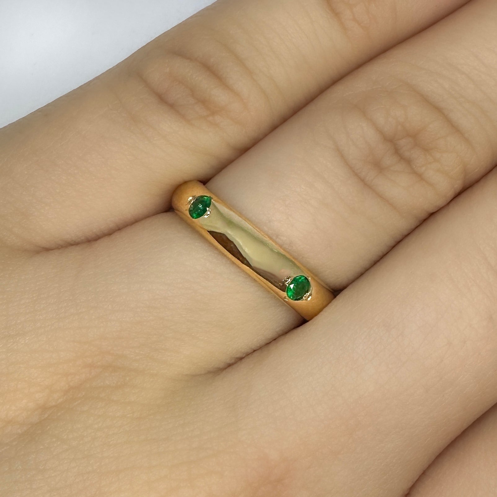 Vintage Cartier Emerald Set Gold Band Ring, 1992