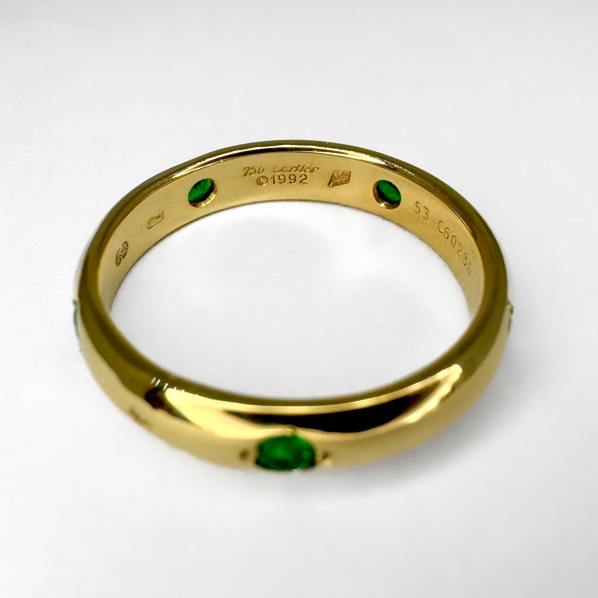 Vintage Cartier Emerald Set Gold Band Ring, 1992