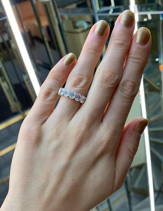 Old Cut Diamond Full Eternity Ring, 6.64 carat total, 18ct White Gold