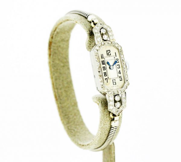 Art Deco Rolex Ladies Wristwatch, Diamond set, 18ct Gold, Glasgow 1924