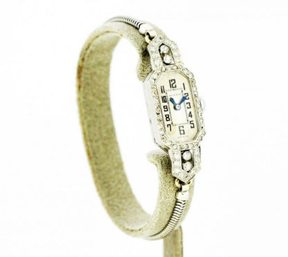 Art Deco Rolex Ladies Wristwatch, Diamond set, 18ct Gold, Glasgow 1924