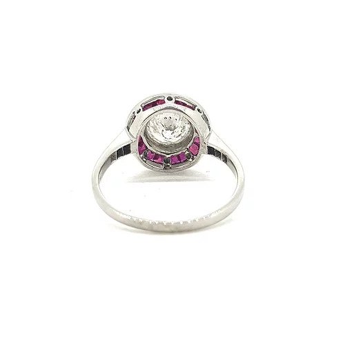 Ruby and Diamond Cluster Target Ring, 1.06 carats