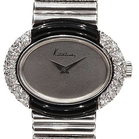 Vintage Kutchinsky Watch by Chopard with Onyx and Diamonds in 18ct White Gold, Circa 1970s