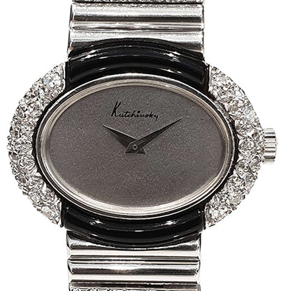 Vintage Kutchinsky Watch by Chopard with Onyx and Diamonds in 18ct White Gold, Circa 1970s