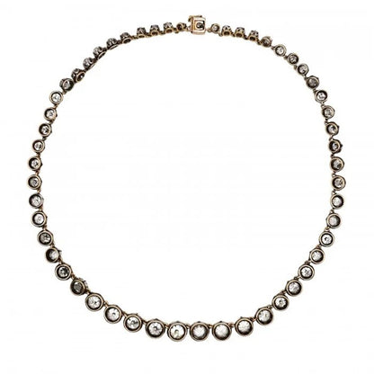 Victorian Antique 40cts Old Cut Diamond Line Riviere Necklace