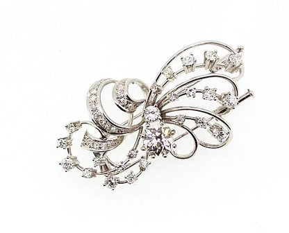 Vintage Diamond Spray Brooch set in 18ct White Gold