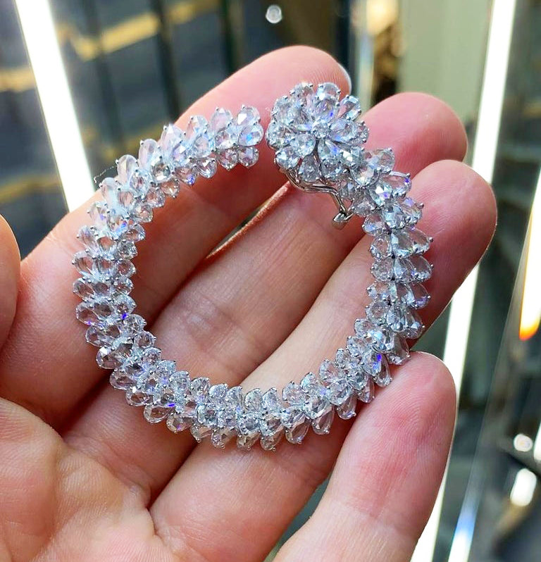 Rose Cut Diamond Hoop Earrings, 21.20 carats, 18ct White Gold