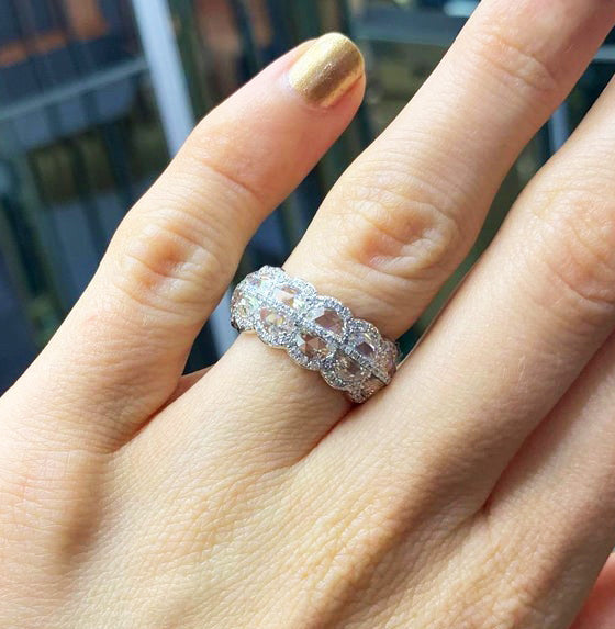 Half-Moon Cut Diamond Full Eternity Ring, 5.75 carats, 18ct White Gold