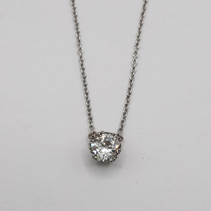 Antique 0.8ct Old Cut Diamond Solitaire Pendant on Chain