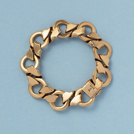 Vintage 18ct Yellow Gold Circular Link Bracelet with 5.40 carats Cabochon Sapphires