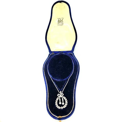 Antique Belle Epoque Diamond Wreath and Bow Pendant