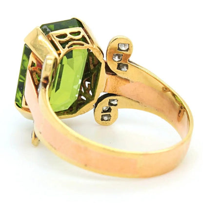Vintage Peridot and Diamond Cocktail Dress Ring