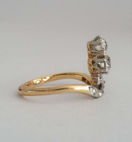 Antique Edwardian Old Cut Diamond Trefoil Cluster Ring