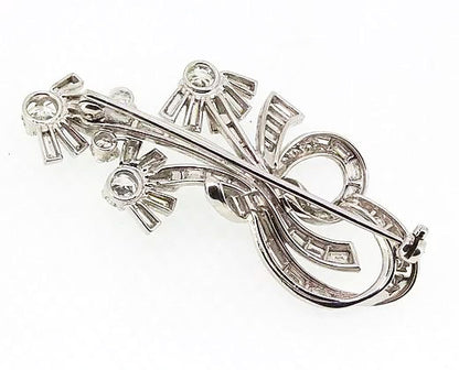Vintage Diamond Spray Brooch set in 18ct White Gold