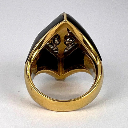 Vintage Onyx Diamond and Gold Cocktail Dress Ring