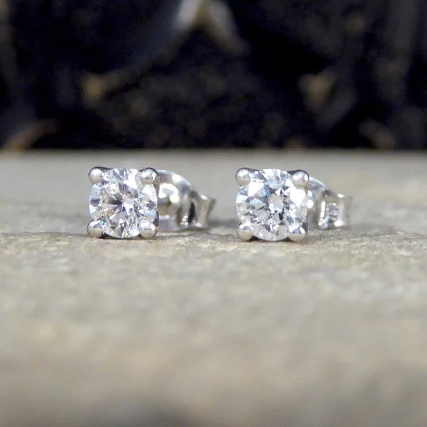 Single Stone Diamond Solitaire Stud Earrings, 0.40 carat total