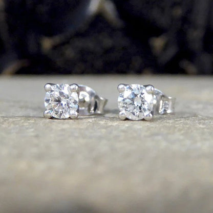 Single Stone Diamond Solitaire Stud Earrings, 0.40 carat total
