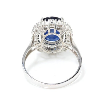 18ct white gold sapphire diamond cluster engagement ring