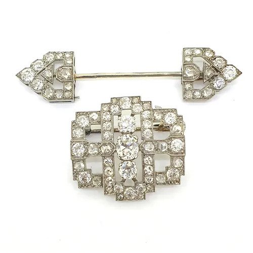 Antique 5ct Old Cut Diamond Brooch come Jabot Pin